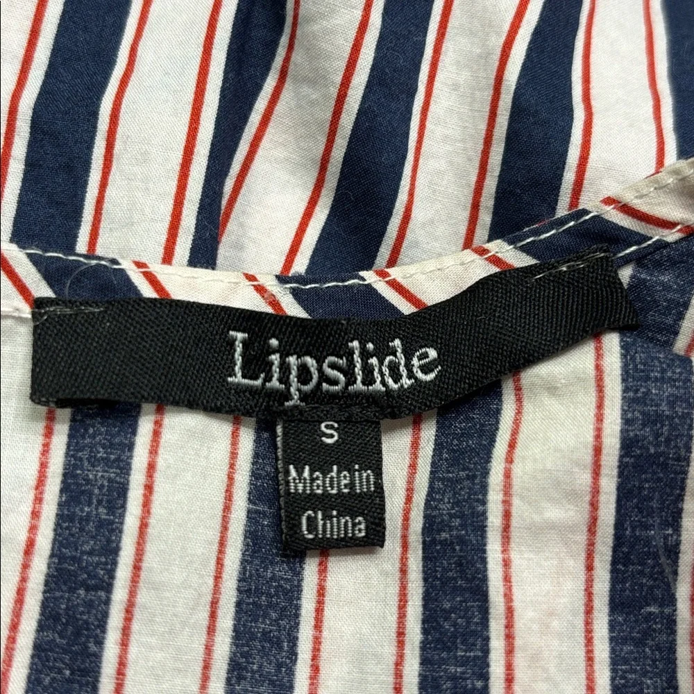 Lipslide Striped Peplum Lace-Trim Top - Picture 4 of 6